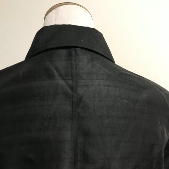 Linda Allard Ellen Tracy black silk tunic button up shirt top 8 - Picture 5 of 6